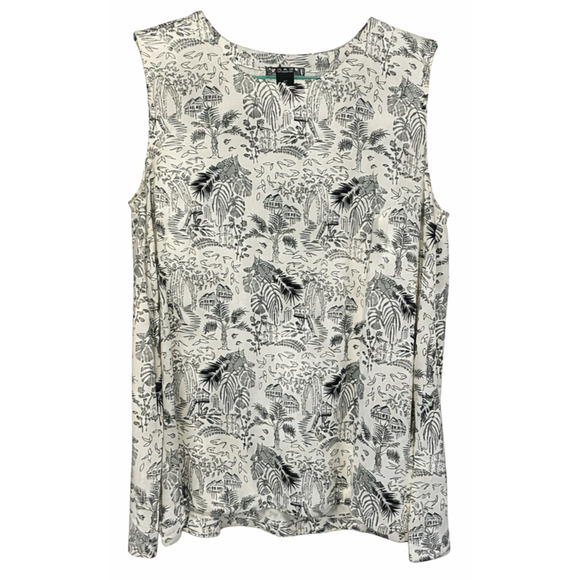 Grace the perfect fit Tops - Women's 2X Sleeveless Top Black & White Island Design Rayon Spandex Grace Woman
